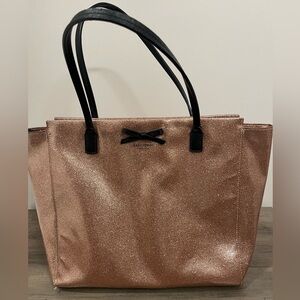 Kate Spade Mavis Street Taden Rose Gold Glitter Tote Shoulder Bag Large